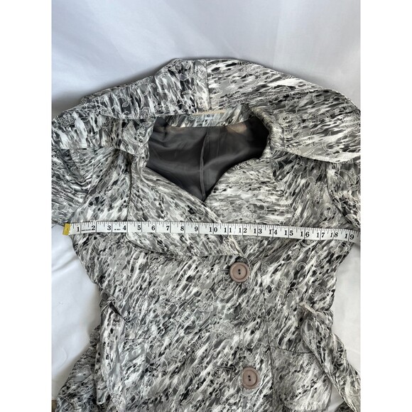 VTG Alberto Makali Floral Quilted Embroidered Trench Coat Jacket 10 Silver White - Picture 11 of 11